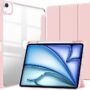 Case Cover for iPad Air 10.9 -inch (M2 2024) with Pencil Holder, Slim Tablet Cover with Transparent Shockproof Hard Back, Protective Smart Sleep/Wakeup (Pink)