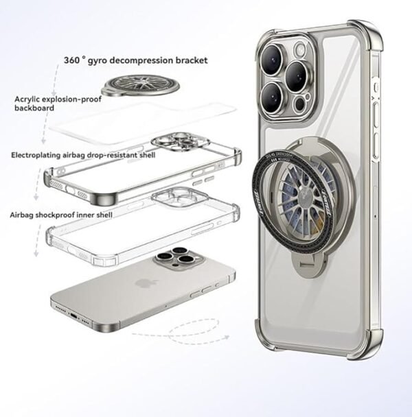 Case for iphones Comes with a rotatable phone holder, Ultra-thin, Transparent - Image 6