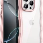 Wavy Case for iPhone 16 Pro Max 6.9-Inch, Cute Wave Frame Curly Shape Shockproof Phone Cover for Women and Girls