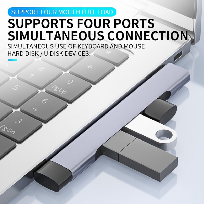 High-Speed 4-Port USB-C Hub with OTG Adapter - USB 3.0 Docking Station for Laptops and PCs - Image 3