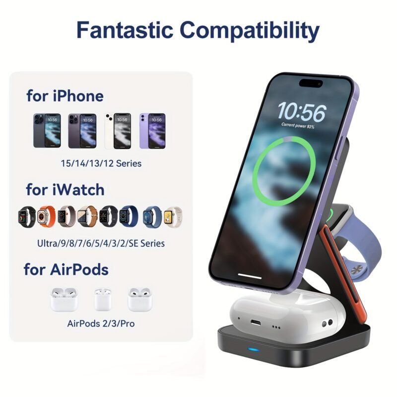 3 in 1 Magnetic Wireless Charger Stand 15W Fast Chargers for iPhone - Image 4