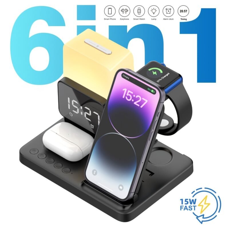 2025 New 15W Multifunctional Wireless Charging Station, 6-in-1 Foldable