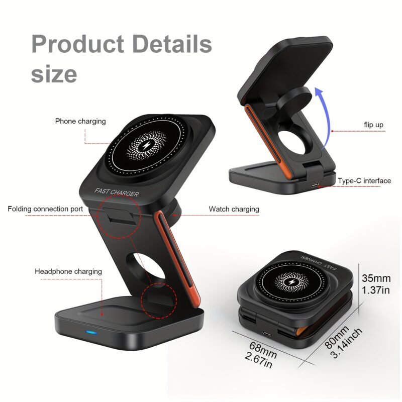 3 in 1 Magnetic Wireless Charger Stand 15W Fast Chargers for iPhone - Image 2