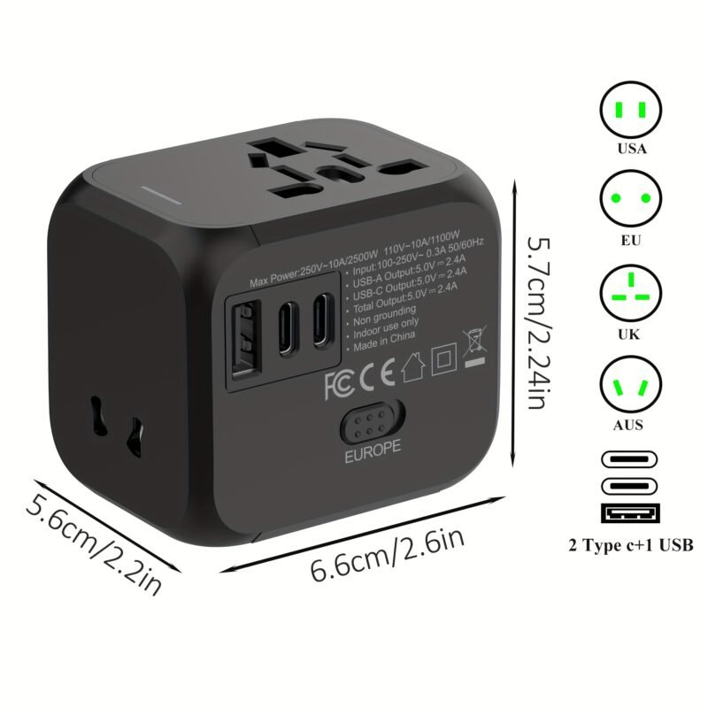 Versatile 2500W Global Travel Charger with International Conversion Plug – Essential Adapter for Business Trips - Image 2