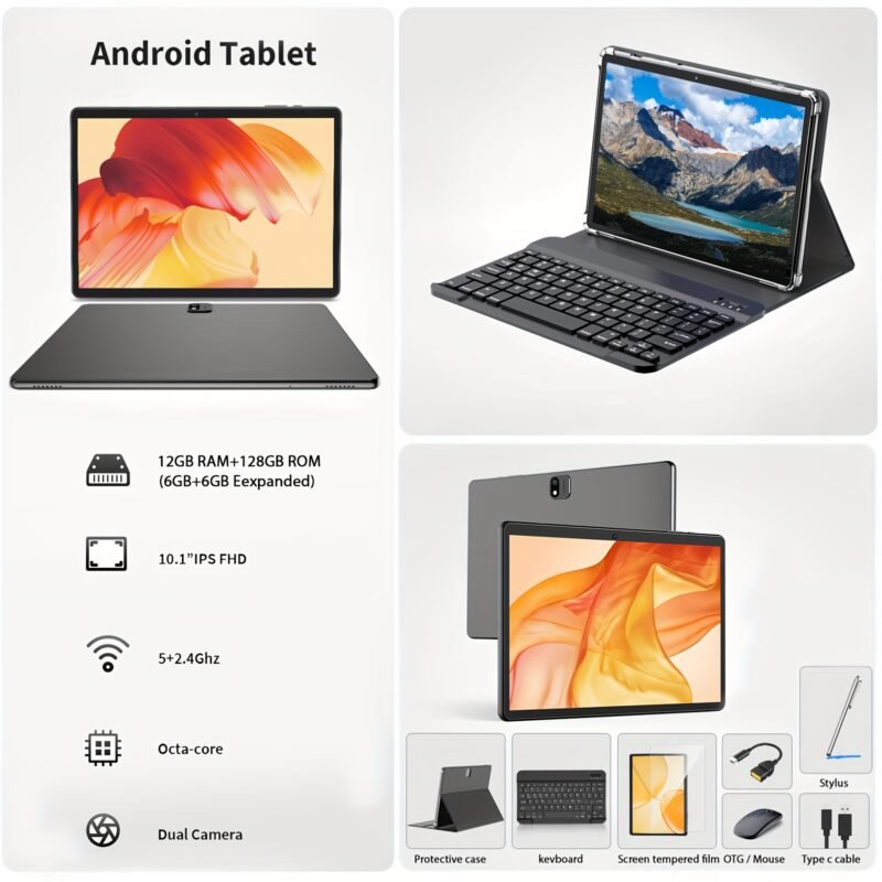 Android Tablet Featuring a Keyboard, Running Android 13, with 128GB of Storage And 6GB of RAM - Image 2