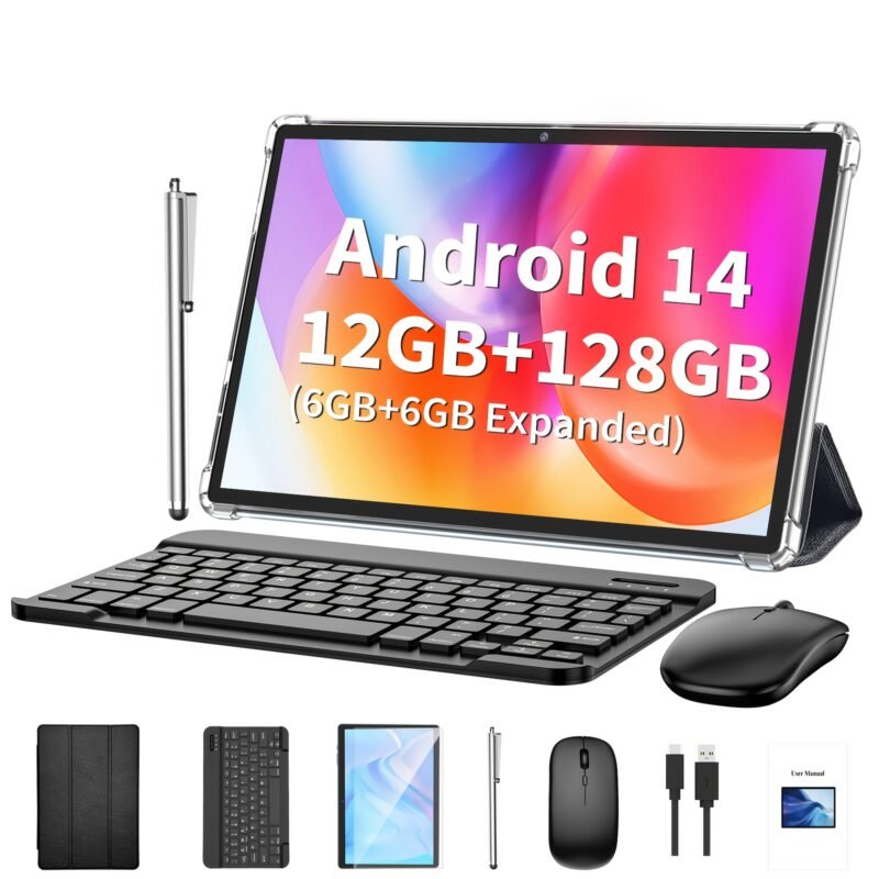 Android Tablet Featuring a Keyboard, Running Android 13, with 128GB of Storage And 6GB of RAM