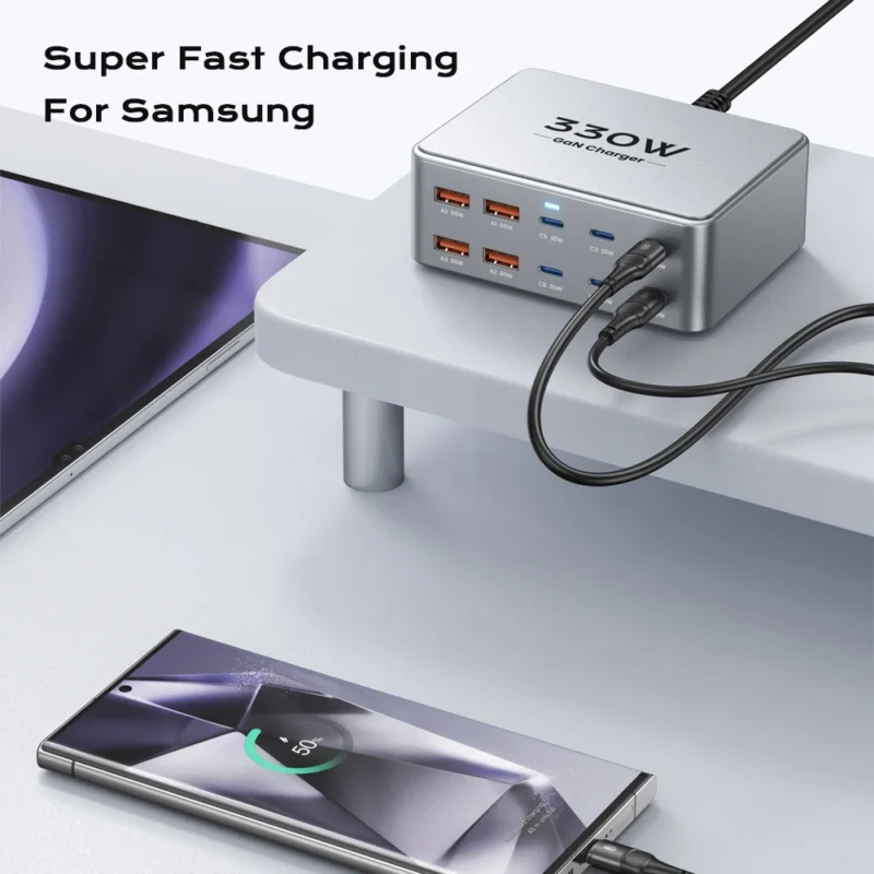 330W USB C GaN Charger 100W PD3.0 PPS QC3.0 Multiport Fast Charging Station - Image 4