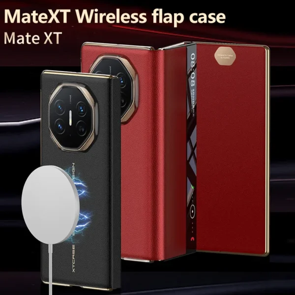 Luxury Leather Electroplated Leather Folding Case Cover For Huawei Mate XT Ultimate Shockproof Cover