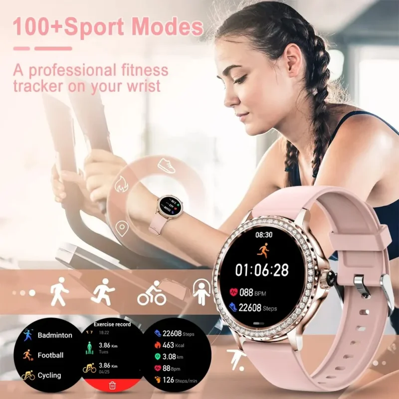 MEVADEN Rosegold Smart Watch For Lady Bluetooth Call 100+Sports Mode Fitness Women Smartwatch DIY Dials For IOS Android NX19 - Image 4