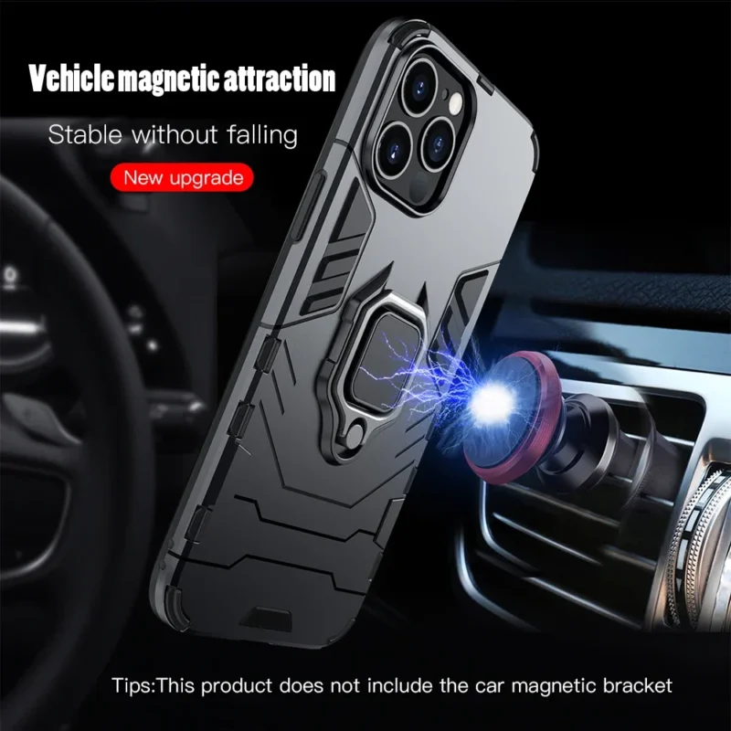 Armor Case for iPhone 15 Pro Max 14 Max 11 12 13 Pro XS XS Max Plus Car Magnetic Ring Stand Silicone Phone Back Shockproof Cover - Image 5