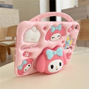 sanrio my melody cartoon tablet case for tab a7/a8/a9/a9+, full body protection, 360° rotating stand, tablet protection, cute design, kawaii aesthetic, snug fit, durable cover, multiangle stand, sanrio fans, anime lovers