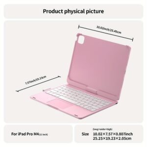 tablet case with keyboard, 360° rotatable, 7 color backlight, multi touch trackpad, light, for ipad (10.9", 2022) & ipad 11th (a16, 2025)