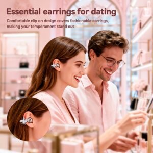 [lifebee ows clip on earbuds] lifebee ows clip on earbuds, wireless open earphones with detachable beautiful earrings, comfortable non in ear design with hifi sound, voice noise cancellation, long battery life, suitable for exercise/ sports/ outdoors, outdoor headphones, workout audio, fashionable headphones, stylish earphones, comfortable fit, hifi audio, outdoor adventurers