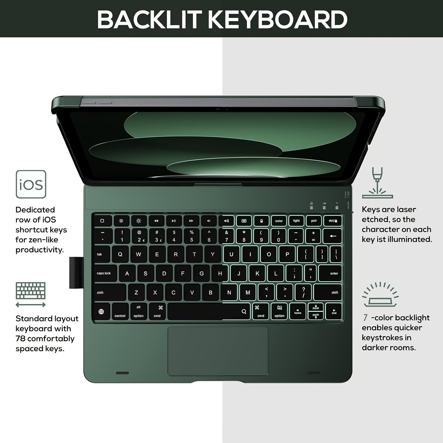 tablet case with keyboard, 360° rotatable, 7 color backlight, multi touch trackpad, light, for ipad (10.9", 2022) & ipad 11th (a16, 2025) tablet case with keyboard, 360° rotatable, 7 color backlight, multi touch trackpad, light, for ipad (10.9", 2022) & ipad 11th (a16, 2025)