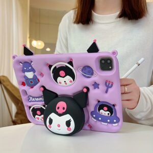 [cute kuromi case] sanrio kuromi tablet case | cute aesthetic soft shell, cartoon luxury silicone protective case for ipad