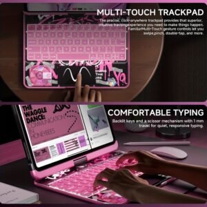 suitable for ipad 10th generation protective case with keyboard lazy bracket 7 color backlight lifting and rotating pen holder storage wireless magic keyboard protective case for 2022 new ipad 10th generation 10.9 inch/ipad air 13 inch m3/m4 (pink)