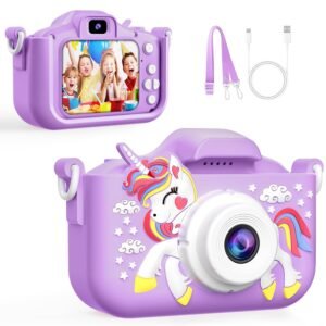 kids camera with 1080p hd video, 48mp, 5 games, usb rechargeable battery, 2" screen, 2" lcd display, 2" lens, kids birthday gift, kids christmas and halloween birthday gift