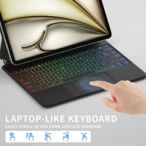 magic keyboard case for ipad air 13 inch (2024) & pro 12.9 inch 3/4/5/6th gen, multi touch trackpad, backlit keys, easy set floating cantilever stand, usb c charging, black, multi color backlit keys, precision multi touch support, sleek tablet design, durable tablet cover