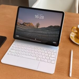 for ipad pro 11 inch m4 2024 wireless magic keyboard case with rgb backlit smart touchpad, qwerty layout, magnetic stand & case pu leather wireless keyboard ( c, long battery life) compatible for ipad pro 11 m4 2024