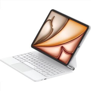 magic keyboard case for air 11 inch m3 2025/m2 2024/air 5th/4th gen, magnetic stand multi trackpad backlit pro 111st/2nd 3rd 4th keyboard cover white, keyboard protection, laptop accessory, sleek design, compact case, durable cover