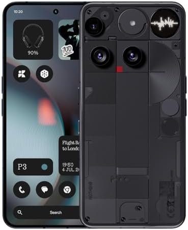 41Woc6GAaqL._AC_.jpg Nothing Phone (3) Cell Phone, 5G Unlocked Phones 256GB, Android 15, Snapdragon 8s Gen4, AI Mobile Phones with Four 50MP Cameras & AMOLED Display, 5150mAh, Glyph Interface, Smartphone Black : Cell Phones & Accessories - Image 1